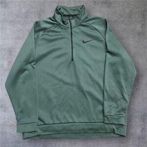 Nike Dri Fit Athletic Quarter Zip Olive Green Black Sweatshirt Men's Size XXL